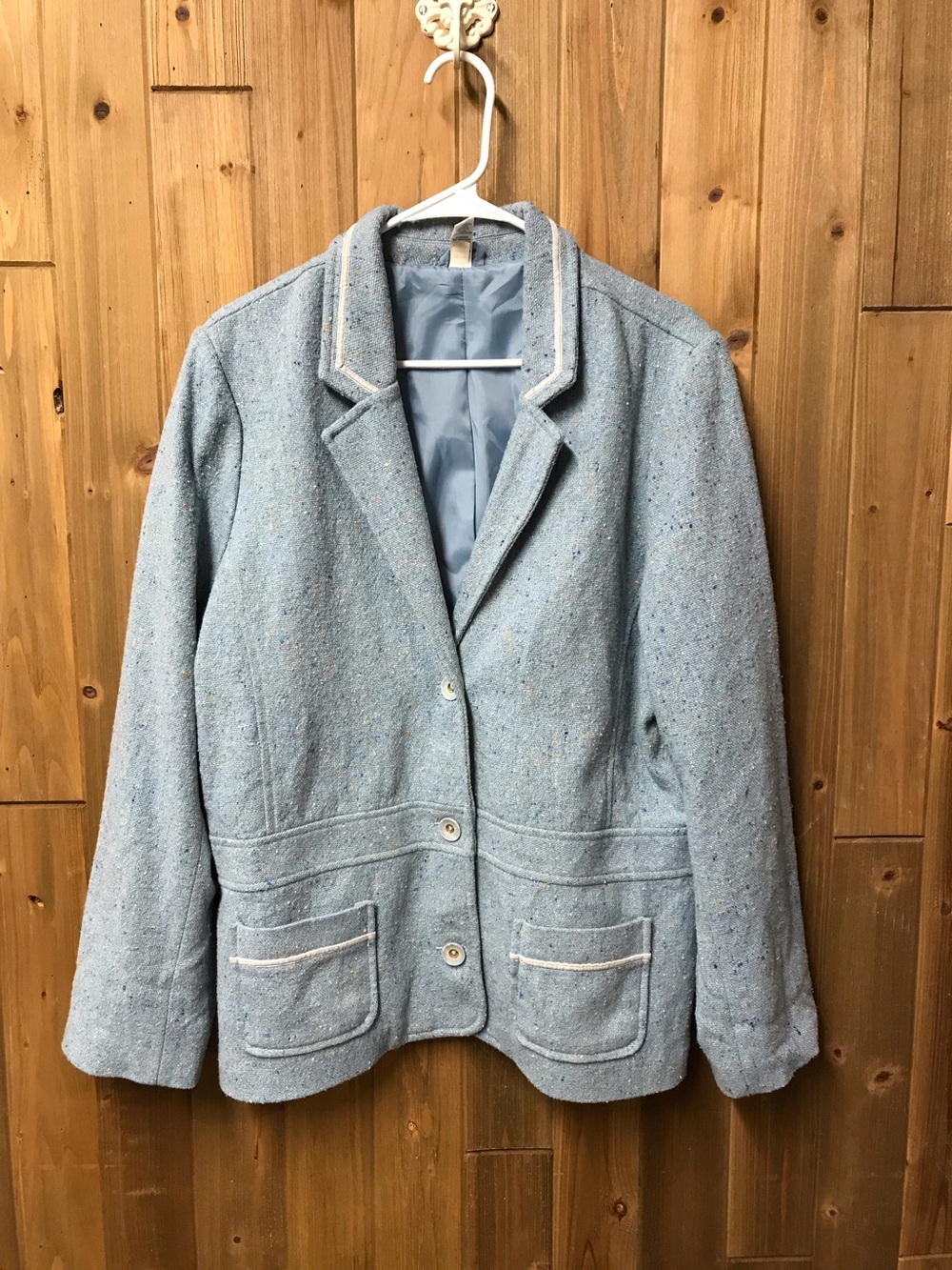 Old Navy Womens Light Blue Women's Tweed Blazer Jacket Sz XXL